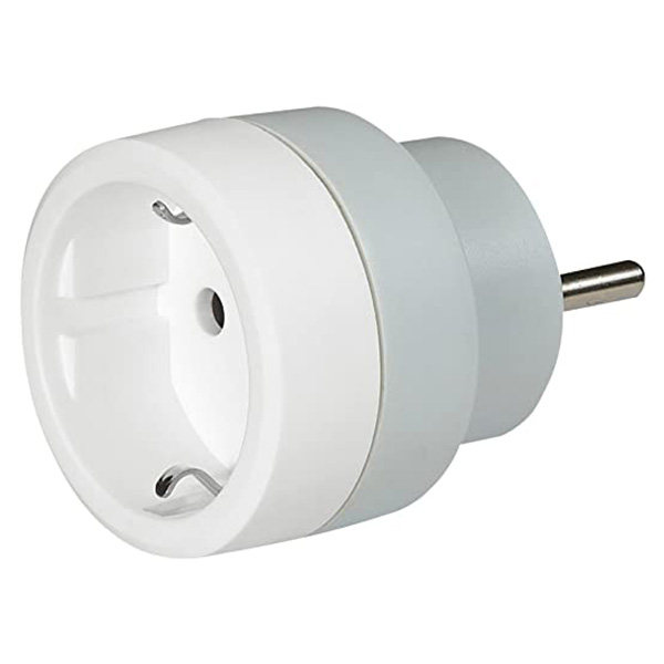 ADAPTATEUR 2P+T 16A 230V - FICHE STANDARD GERMANIQUE SUR PRISE STANDARD FRANCAIS