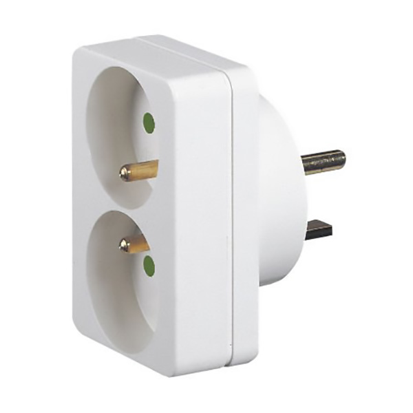 Adaptateur pour le branchement de deux fiches 2P+T 16A sur une prise 20A