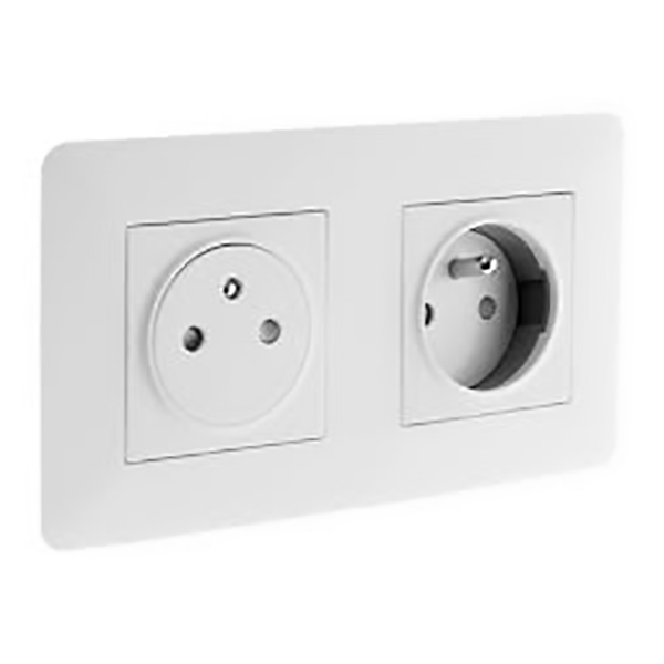 DOUBLE PRISE 2 POLES + TERRE 16A ARTEZO BLANC - AFFLEURANTE + BOITE NO AIR MULTIMATERIAUX