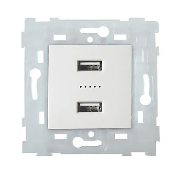 PRISE 2XUSB BLANC GLOSS COLRS