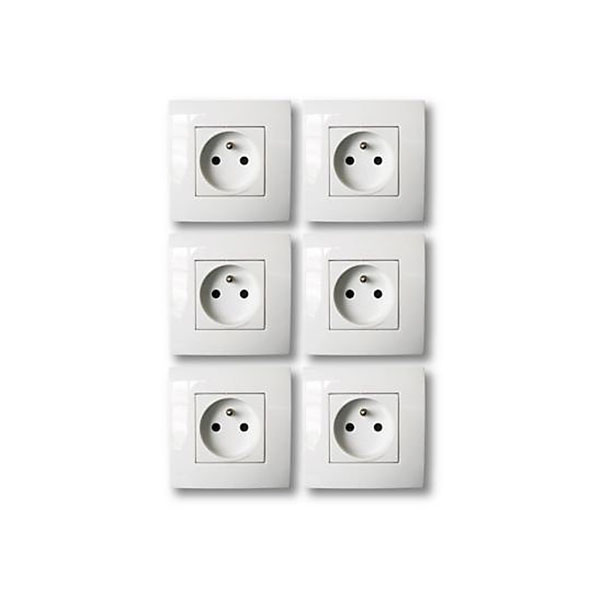 6 PRISES 2P+T BLANC GLOSS COLRS