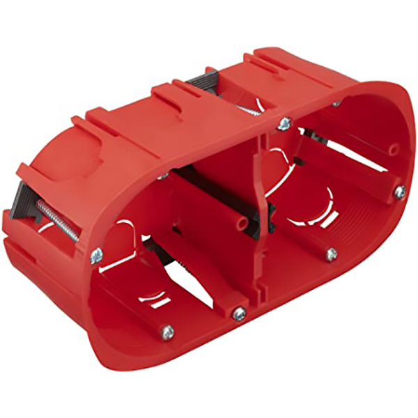 BOITE D ENCASTREMENT CLOISON CREUSE PROFONDEUR 40MM 2 POSTES RONDE ROUGE DEBFLEX 718361