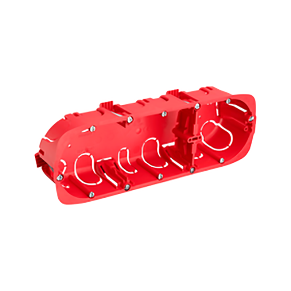 BOITE D ENCASTREMENT CLOISON CREUSE VERTICAL PROFONDEUR 40MM 3 POSTES ROUGE DEBFLEX 718481