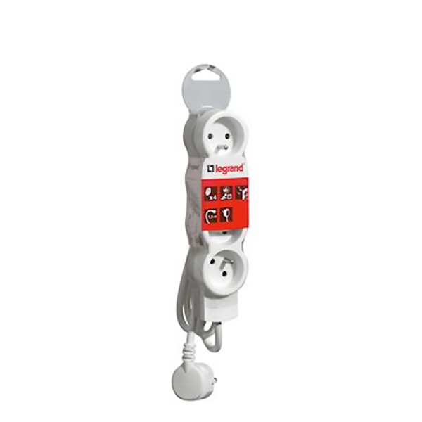RALLONGE MULTIPRISE A PUIT 3M EXTRA PLATE 5X2P+T 230V 3500W 16ABLC GRIS CLAIR LEGRAND