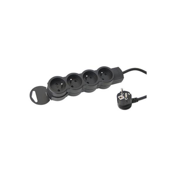 RALLONGE MULTIPRISE A PUIT 1.5M EXTRA PLATE 4X2P+T 230V 3500W 16A NOIR GRIS FONCE