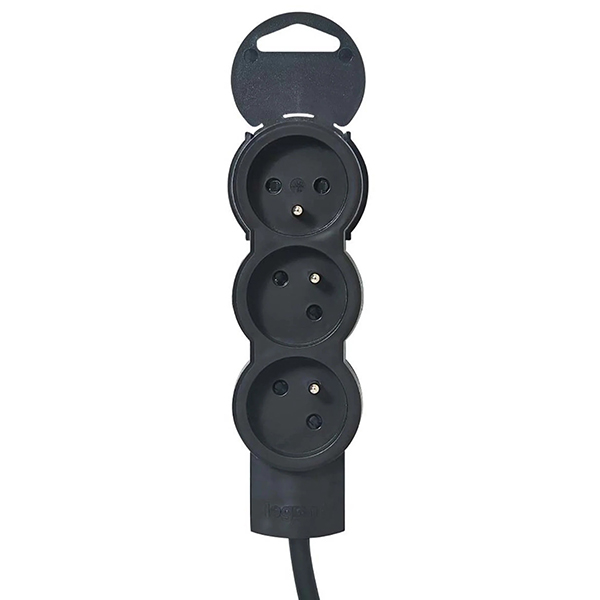 RALLONGE MULTIPRISE A PUIT 1.5M EXTRA PLATE 3X2P+T 230V 3500W 16A NOIR GRIS FONCE