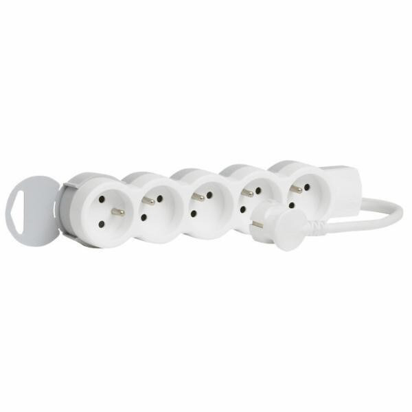 RALLONGE MULTIPRISE A PUIT 1.5M EXTRA PLATE 5X2P+T 230V 3500W 16A BLC GRIS CLAIR LEGRAND