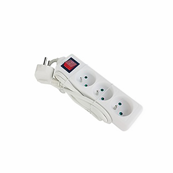 BLOC MULTIPRISE 3X2P+T 1,40M 16A 230V 3G1 BLANC AVEC INTERUPTEUR PRO ELEK FKX3N