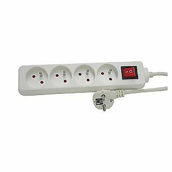 BLOC MULTIPRISE 4X2P+T 1,40M 16A 230V 3G1 BLANC AVEC INTERUPTEUR PRO ELEK FKX4N