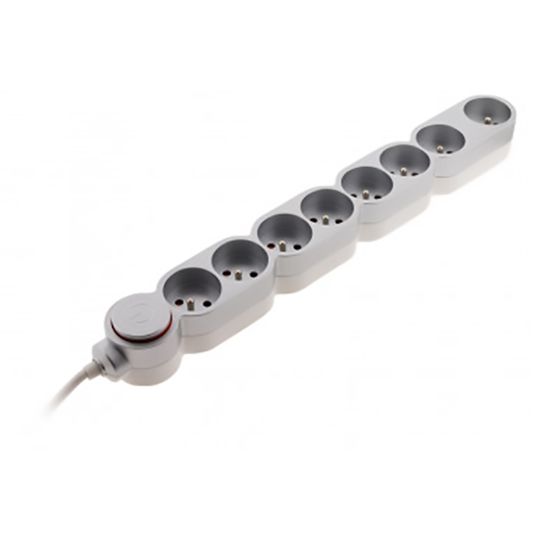 BLOC 8 PRISES 16A + INTER SILVER H05VV-F 3G1 LG : 1,5 METRES EQUIPE D UNE FICHE EXTRAPLATE