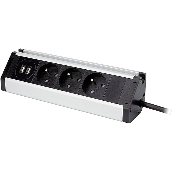 BLOC 3 PRISES 16A + 2 USB
