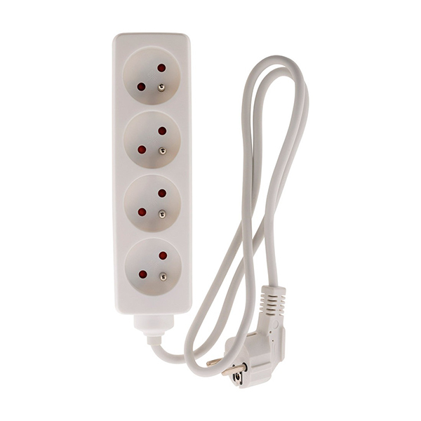 BLOC MULTIPRISES 4 PRISES 16A BLANC - H05VV-F 3G1 LG : 1 MÈTRE