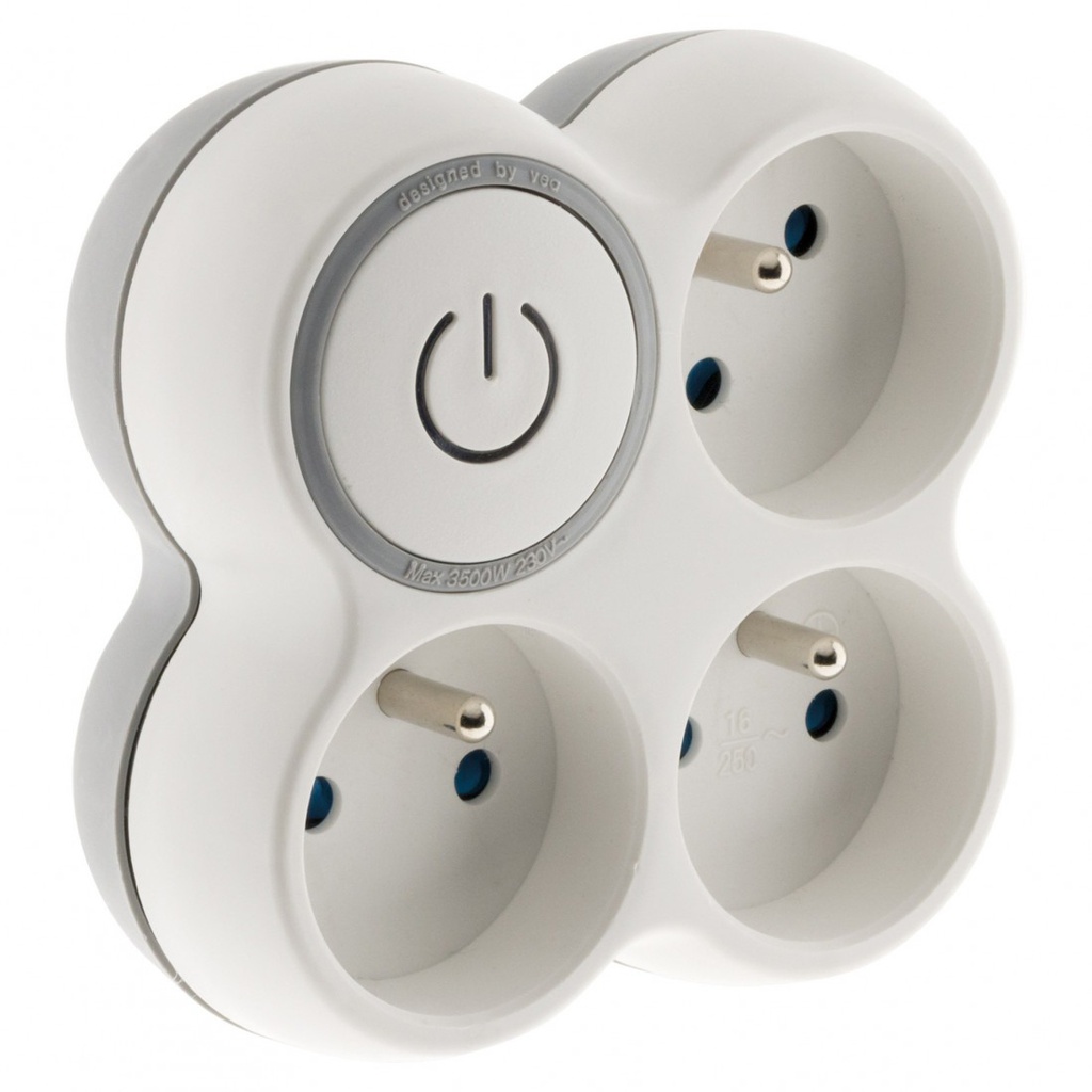 TRIPLITE 16A FACADE + INTERRUPTEUR GRIS / BLANC