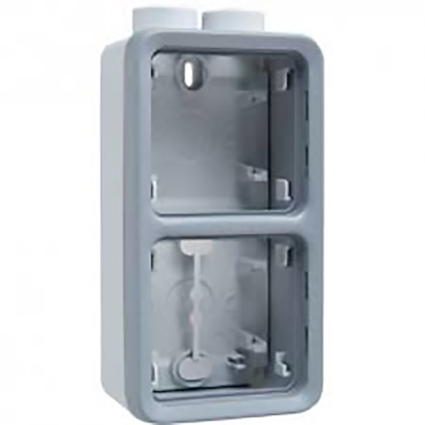 BOITIER ETANCHE A PRESSE-ETOUPE 2 POSTES VERTICAUX PG16 PLEXO COMPOSABLE IP55 - GRIS