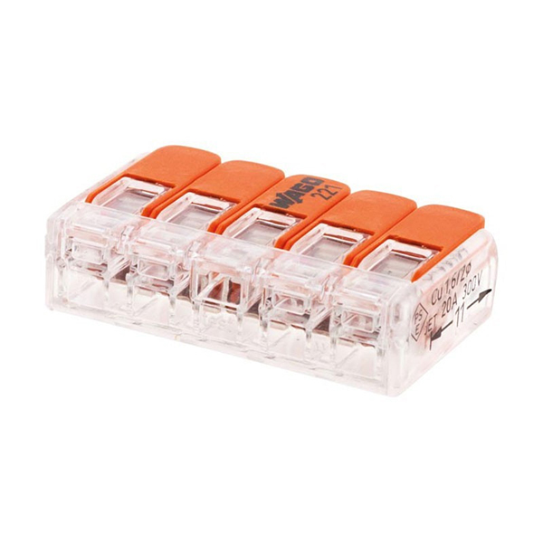 LOT 10 MINI BORNES DE CONNEXION COMPACTES ET A LEVIER 5 ENTREES - S221