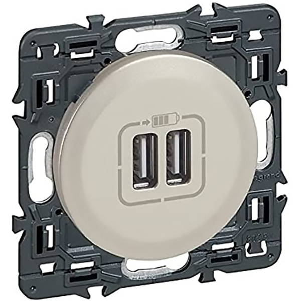 CELIANE _MEC. DOUBLE CHARGEUR USB TITANE