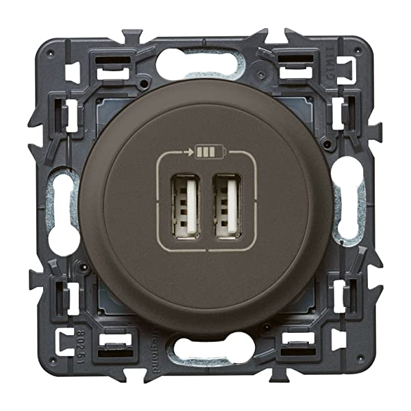 CELIANE _MEC. DOUBLE CHARGEUR USB GRAPHITE