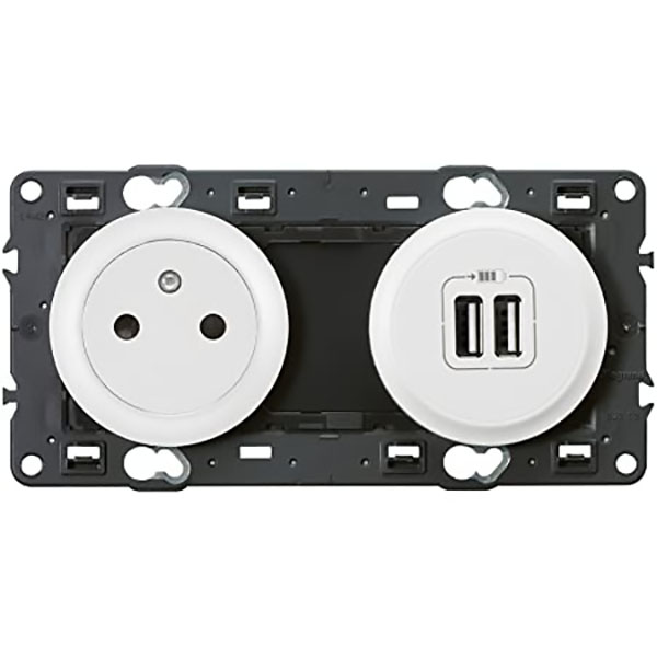 CELIANE _MEC. DOUBLE CHARGEUR USB BLANC
