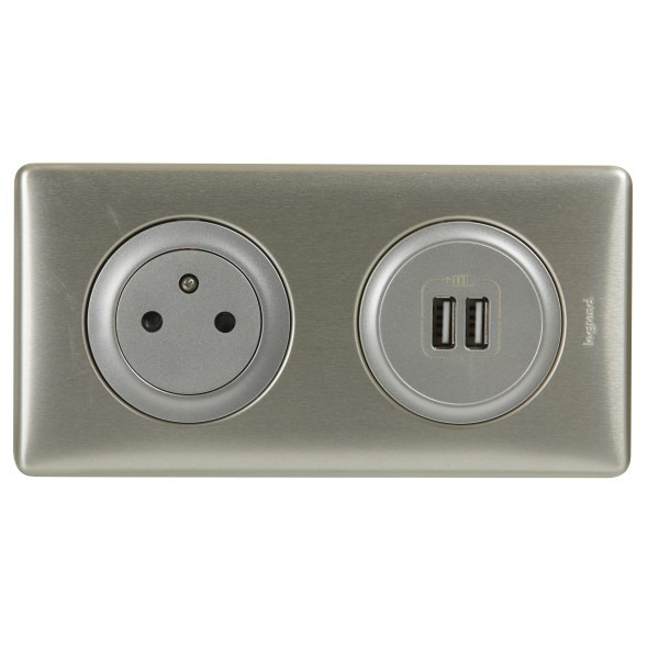 CELIANE _PRISE 2P+T + 2 USB GRAPHITE