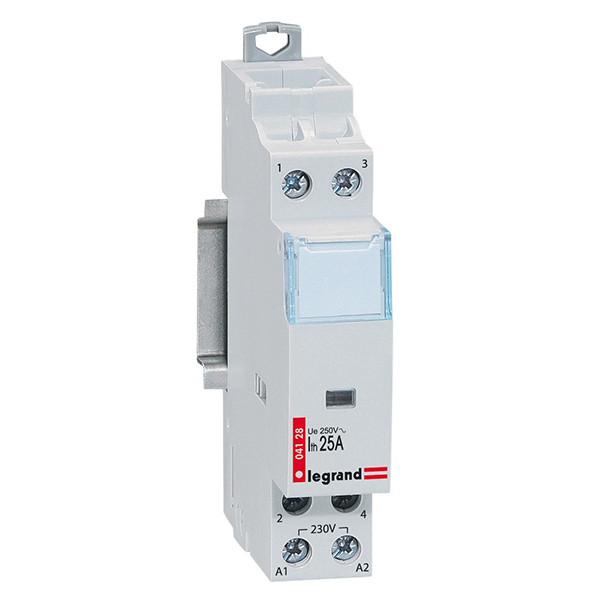 CONTACTEUR MODULAIRE AUTO 25A 250V 2F/230V 1MOD BORNES VIS 4128 LEGRAND