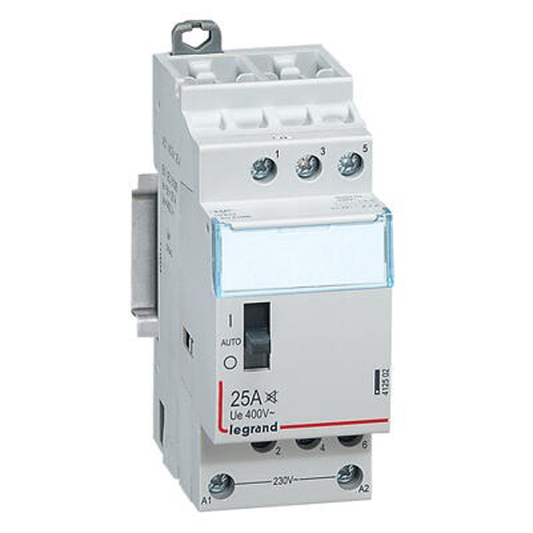 CONTACTEUR MODULAIRE SILENCIEUX 25A 400V 3F230V 2MOD BORNES VIS 412502 LEGRAND