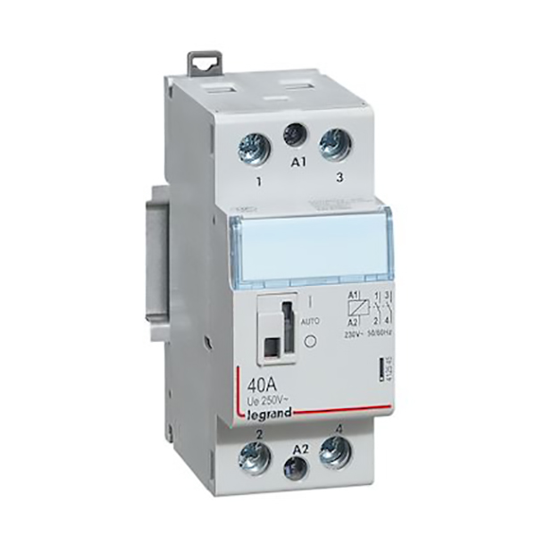 CONTACTEUR MODULAIRE MANUEL 40A 250V 2F/230V 2MOD BORNES VIS 412545 LEGRAND