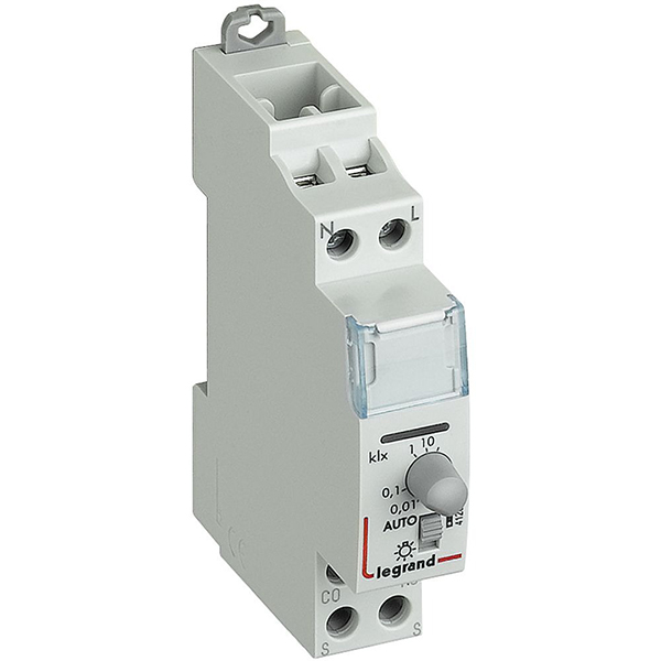 INTER-CREPUSCULAIRE MODULAIRE STANDARD 1 A 100 KLUX 16A 250V 1F/230V 1MOD BORNES VIS 412623 LEGRAND