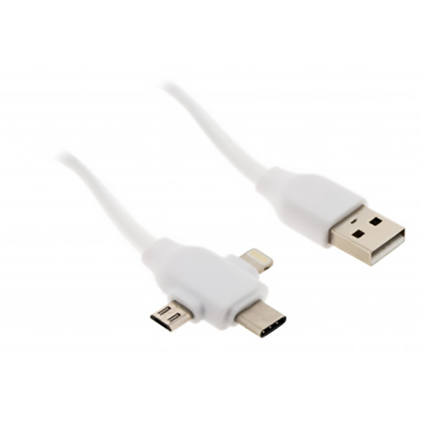 CABLE USB TRIPLE TETE AVEC USB C, MICRO USB ET IPHONE