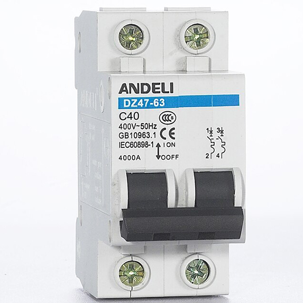 DISJONCTEUR MODULAIRE 2P C6 6KA 2MOD VIS/VIS ANDELI DZ47-63 2P