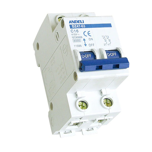 DISJONCTEUR MODULAIRE 2P C63 6KA 2MOD VIS/VIS ANDELI DZ47-63 2P
