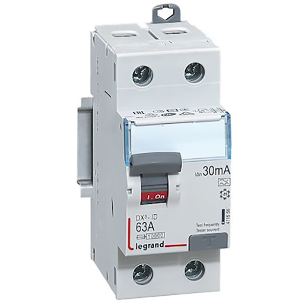 INTERRUPTEUR DIFFERENTIEL MODULAIRE 2P 63A 30MA A 2MOD VIS/VIS 411556 LEGRAND