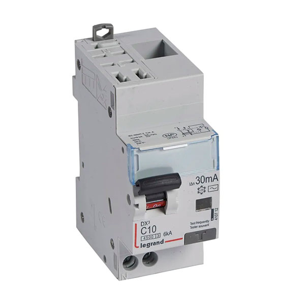 DISJONCTEUR DIFFERENTIEL MODULAIRE P+N C10 30MA AC 4500/6KA 2MOD AUTO/VIS 410712 LEGRAND