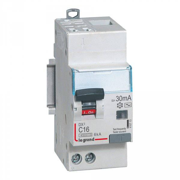 DISJONCTEUR DIFFERENTIEL MODULAIRE P+N C16 30MA AC 4500/6KA 2MOD AUTO/VIS 410713 LEGRAND