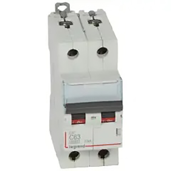 DISJONCTEUR MODULAIRE 2P C63 6000/10KA 1MOD VIS/VIS 407790 LEGRAND