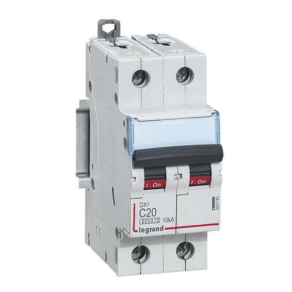 DISJONCTEUR MODULAIRE 2P C20 6000/10KA 1MOD VIS/VIS 407785 LEGRAND