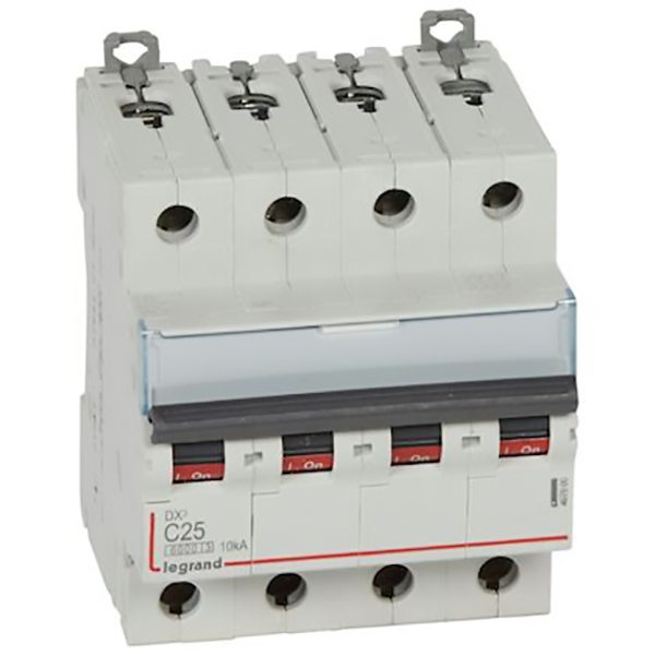 DISJONCTEUR MODULAIRE 4P C25 6000/10KA 4MOD VIS/VIS 407900 LEGRAND