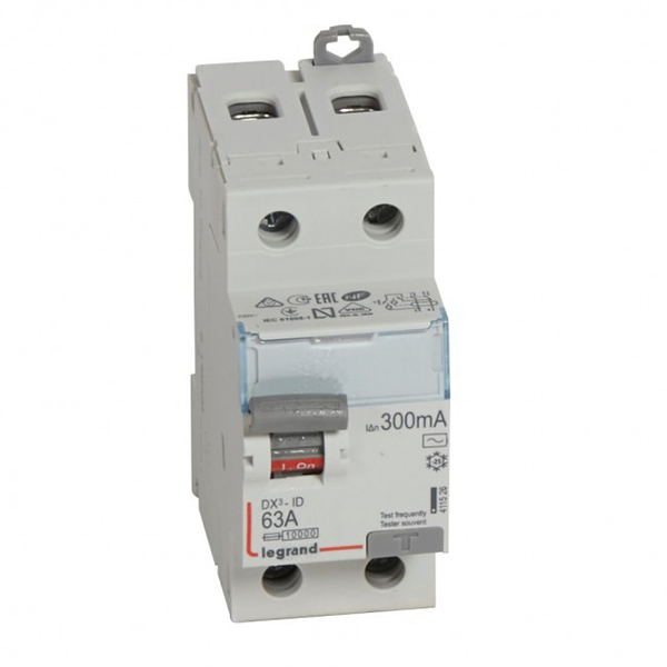INTERRUPTEUR DIFFERENTIEL MODULAIRE 2P 63A 300MA AC 2MOD VIS/VIS 411526 LEGRAND