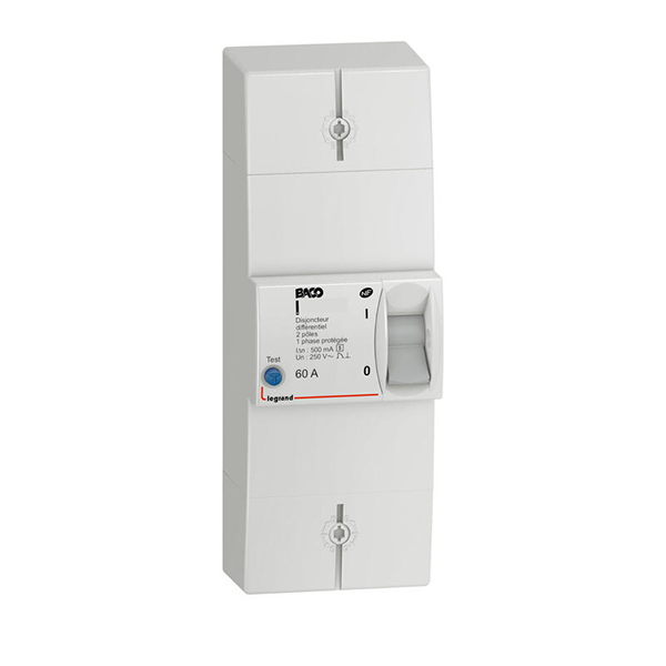DISJONCTEUR D ABONNE DIFFERENTIEL 2P 500MA S 60A (30/45/60) BACO 401004 LEGRAND
