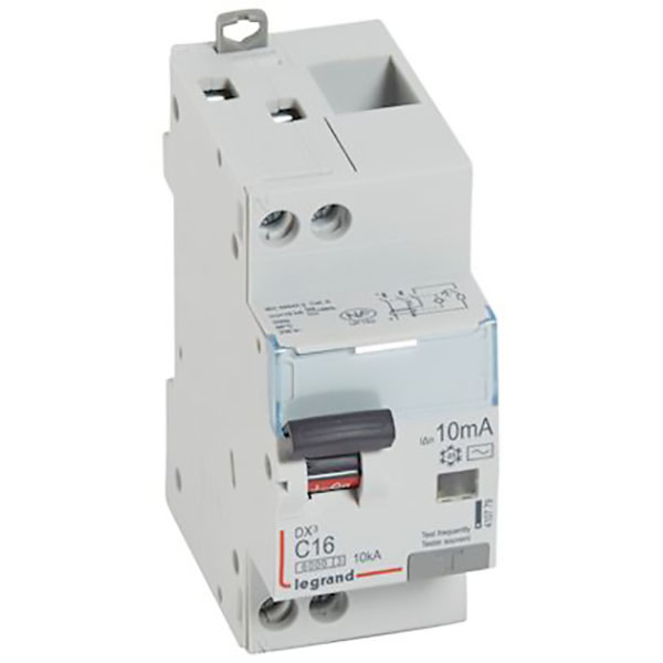 DISJONCTEUR DIFFERENTIEL MODULAIRE P+N C16 10MA AC 6000/10KA 2MOD VIS/VIS 410779 LEGRAND