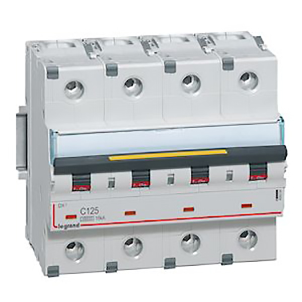DISJONCTEUR MODULAIRE 4P C125 10KA/16KA 6MOD VIS/VIS 409364 LEGRAND