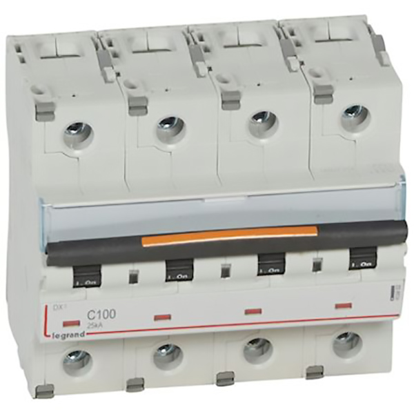 DISJONCTEUR MODULAIRE 4P C100 25KA 6MOD VIS/VIS 409802 LEGRAND