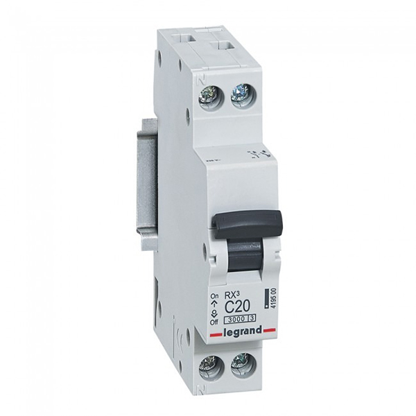 DISJONCTEUR MODULAIRE P+N C20 3KA 1MOD VIS VIS 419500 LEGRAND