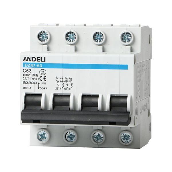 DISJONCTEUR MODULAIRE 4P C25 6KA 4MOD VIS/VIS ANDELI DZ47-63 4P