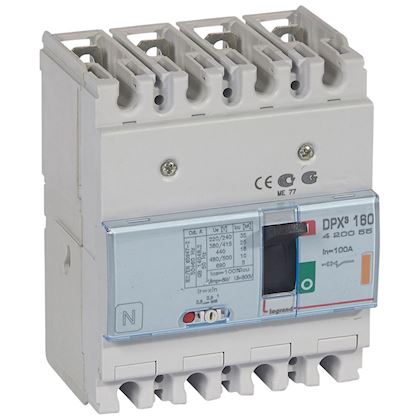 DISJONCTEUR COMPACT DPX160 4P C100A REGLABLE 0,8 A 1IN 25KA 420055 LEGRAND