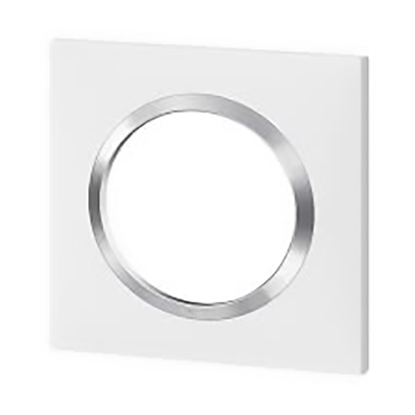 PLAQUE CARREE DOOXIE 1 POSTE FINITION BLANC AVEC BAGUE EFFET CHROME
