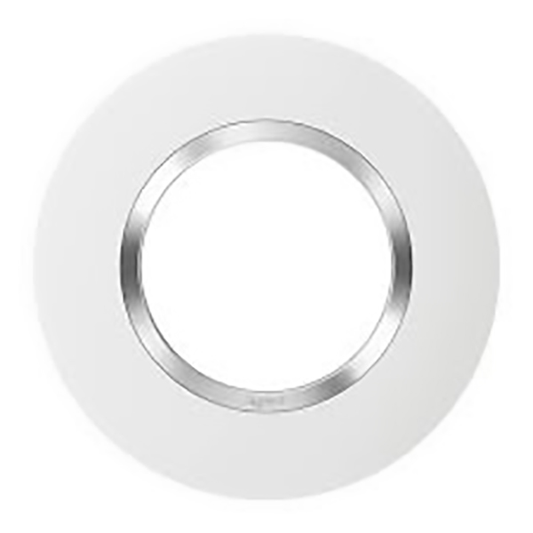 PLAQUE DE FINITION RONDE DOOXIE 1 POSTE FINITION BLANC MAT AVEC BAGUE EFFET CHROME