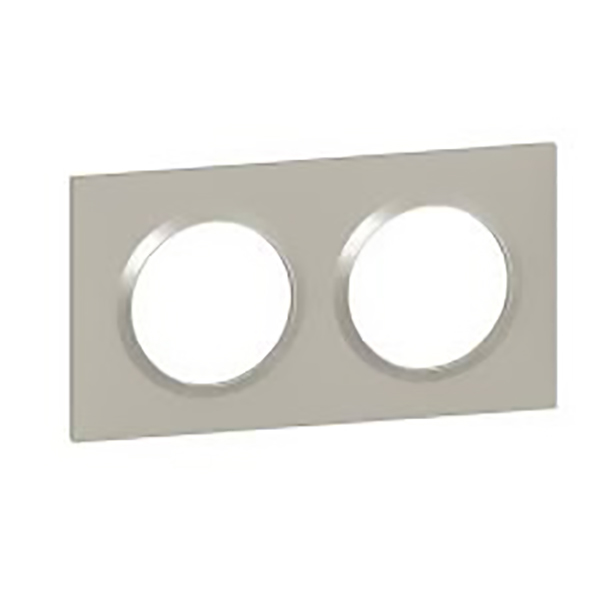 PLAQUE CARREE DOOXIE 2 POSTES FINITION PLUME MAT AVEC BAGUE PLUME BRILLANTE (GRIS)