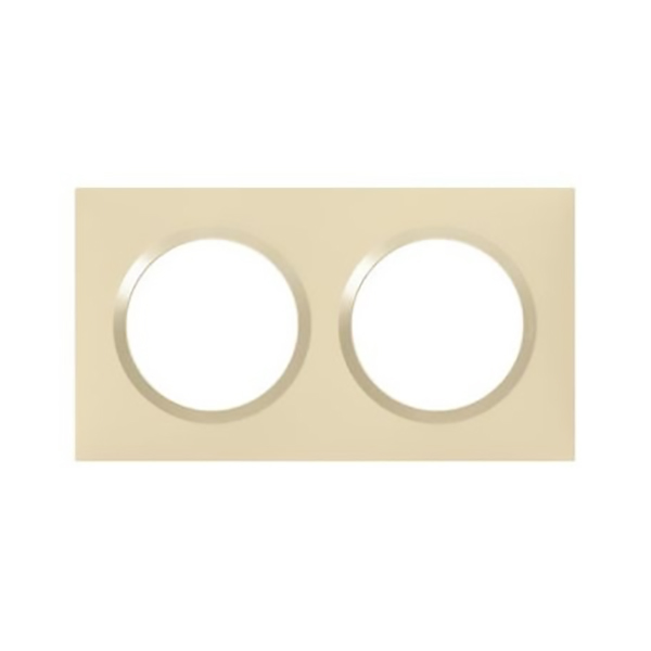 PLAQUE CARREE DOOXIE 2 POSTES FINITION DUNE MAT AVEC BAGUE DUNE BRILLANTE (JAUNE)