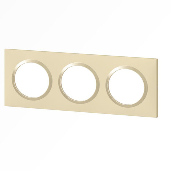 PLAQUE CARREE DOOXIE 3 POSTES FINITION DUNE MAT AVEC BAGUE DUNE BRILLANTE (JAUNE)