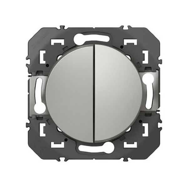 DOUBLE INTERRUPTEUR OU VA-ET-VIENT DOOXIE 10AX 250V FINITION ALU